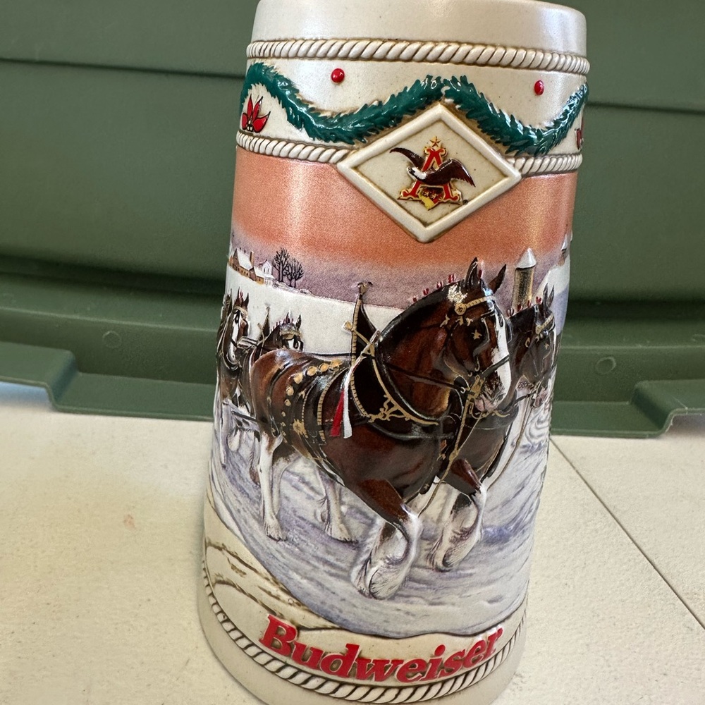 Budweiser Cream and Brown Holiday Decor Stein